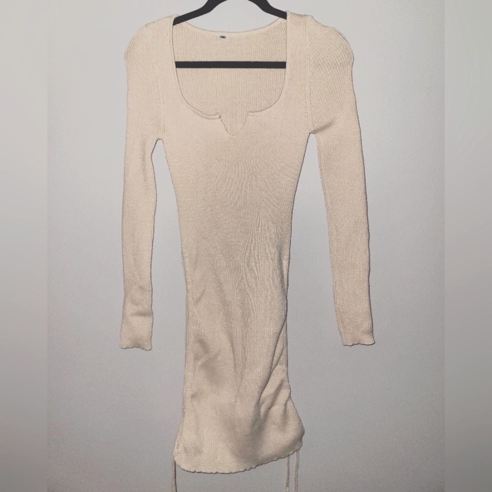 *Milumia Women's Knitted Drawstring Bodycon Sweater Dress Long Sleeve - Picture 2 of 7